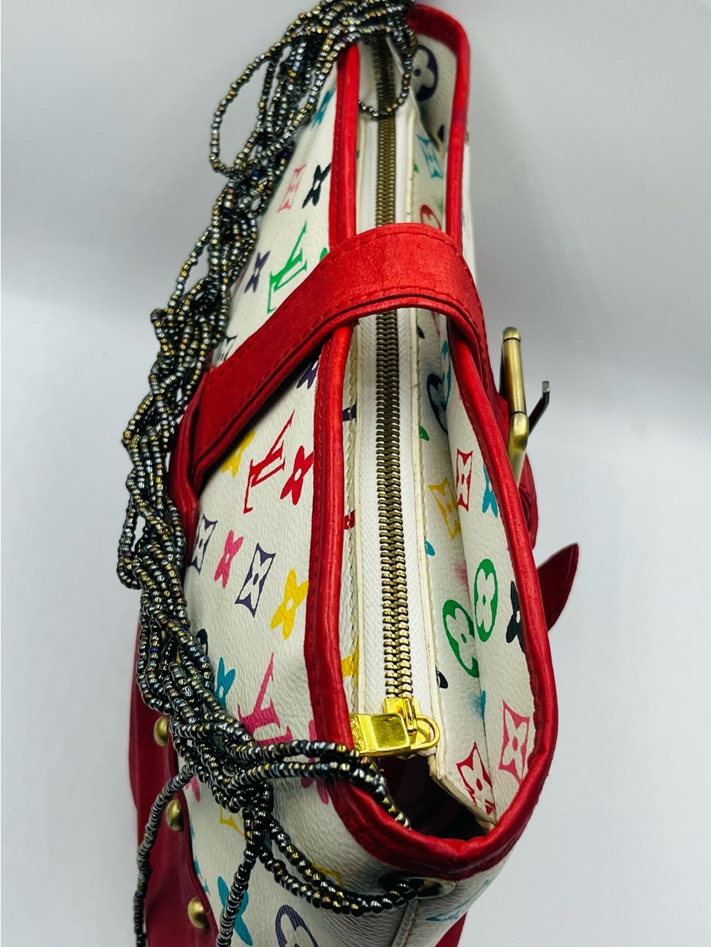 Louis Vuitton Red Leather Multicolor Monogram Shoulder Bag - Picture 10 of 16